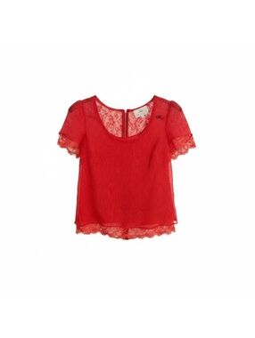 Vintage Madison Marcus Red Lace Short Sleeve Top XS